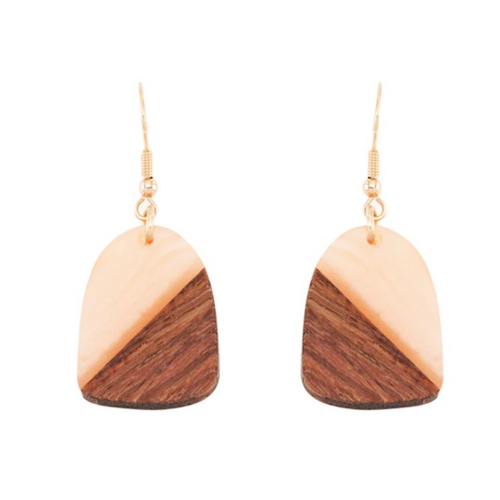 Pink resin and wood earrings Sienna Earrings from the Lauma Collection - Picture 8 of 9